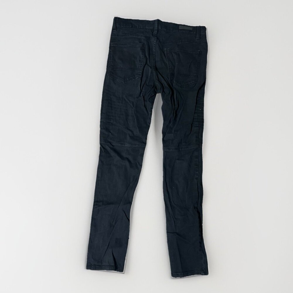 SouthPole Mens Jeans Skinny Black casual dark wash 32x32 Skinny Moto Biker